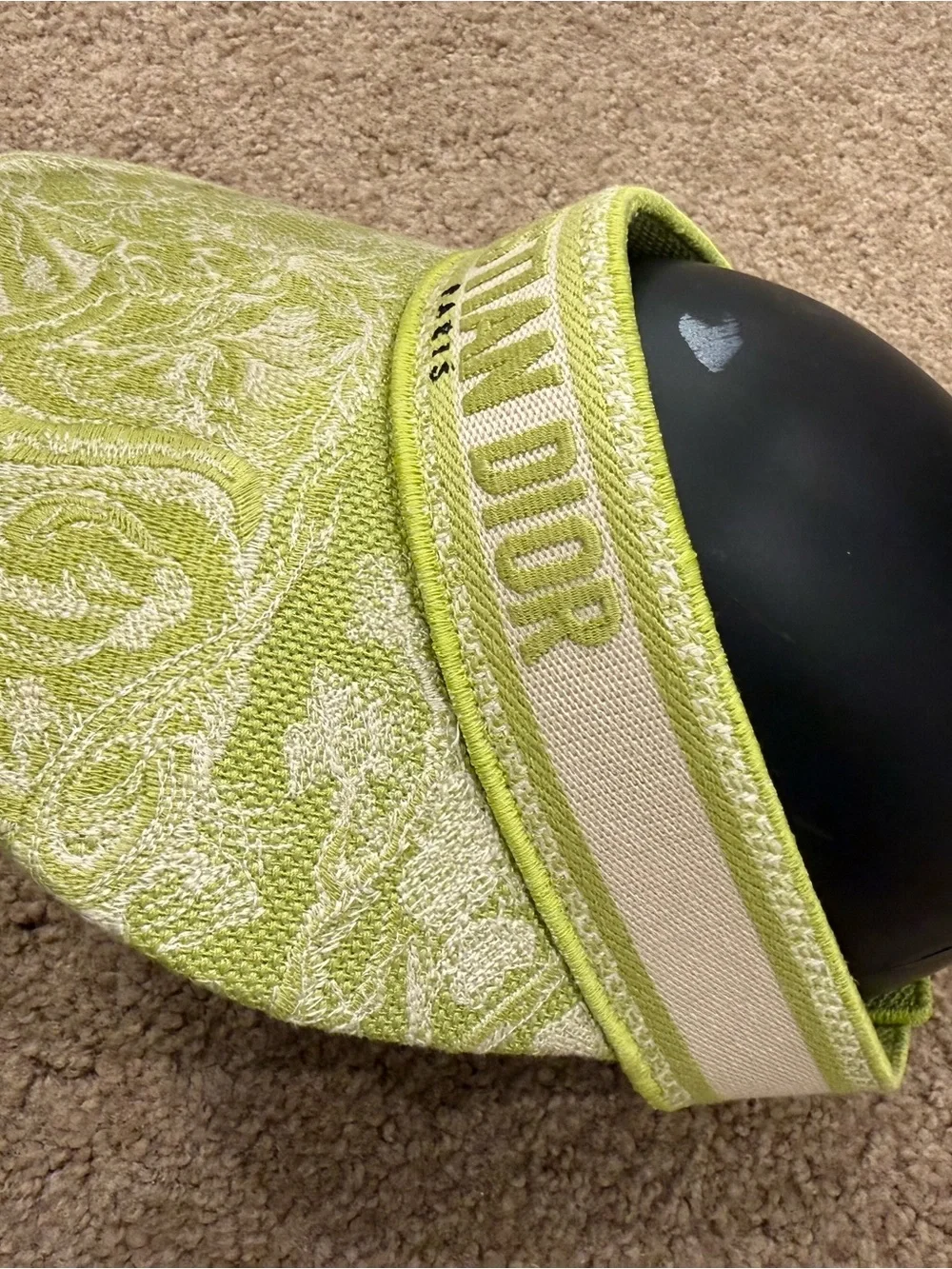 Dior Dioriviera Toile de Jouy Visor Hat Lime Green Sun Visor NEW Limited Edition